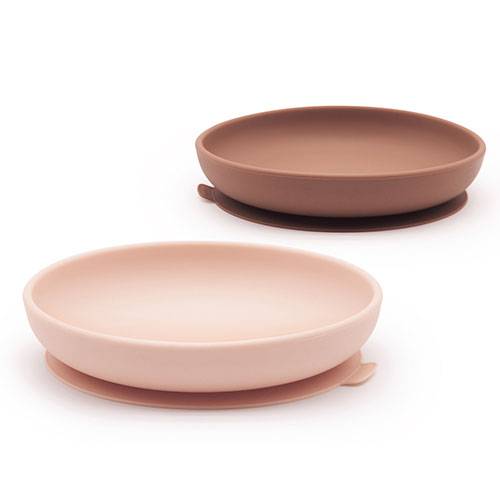 2 assiettes à ventouse en silicone Ekobo - Blush/ Terracotta