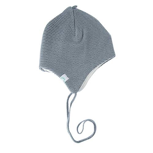 Bonnet tricoté en laine mérinos style Inka Iobio - Light grey