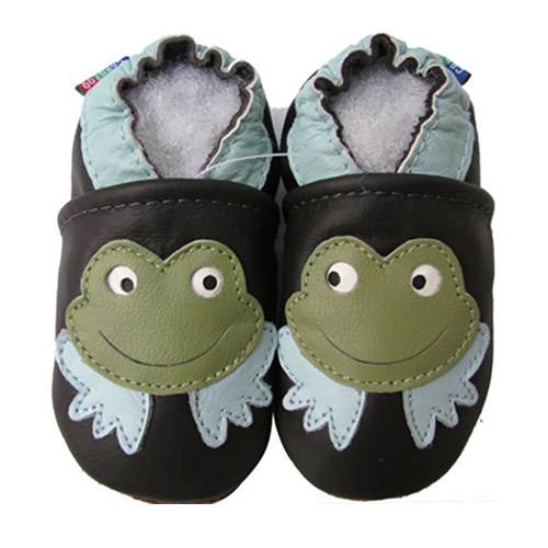 Chaussons cuir souple grenouilles Carozoo