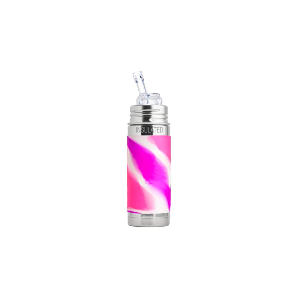 gourde en verre avec protection en silicone rose femme