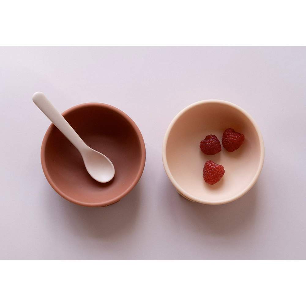 2 cuillères pour bébé en silicone Ekobo - Blush/ Terracotta