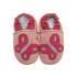 Chaussons cuir souple papillons rose Carozoo