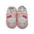 Chaussons cuir souple chat fond rose