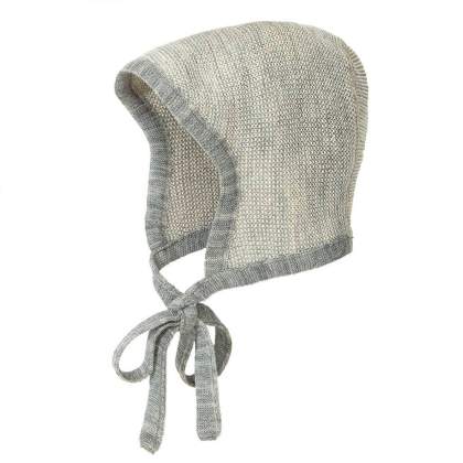 Bonnet pour bébé gris pâle en laine de mérinos