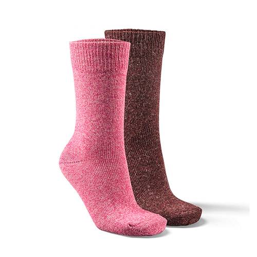 2 paires de chaussettes en laine/alpaga Adultes Fellhof - Rose/bordeaux