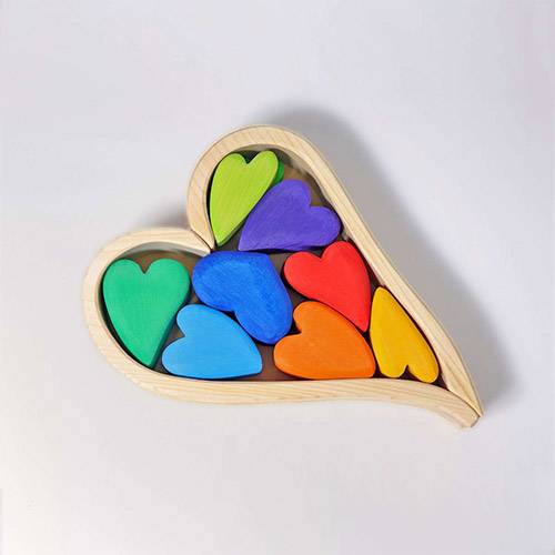 Set cœurs en bois Grimm's - Rainbow