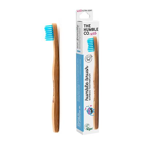 Brosse à dents pour enfant en bambou The Humble Co. bleue
