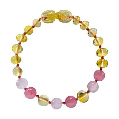 Bracelet pour bébé en pierres naturelles Lemon/Quartz Rose/Calcédoine Irreversible Bijoux
