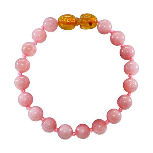 Bracelet pour bébé en pierres naturelles Quartz rose teintée Irréversible Bijoux