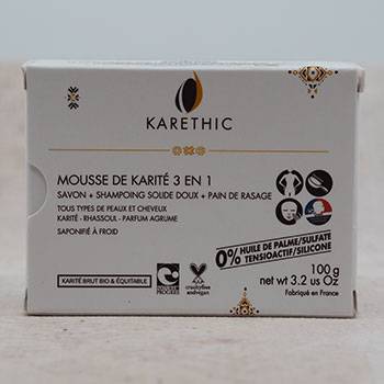 Savon-Shampoing Solide 3 en 1 au karité Karethic