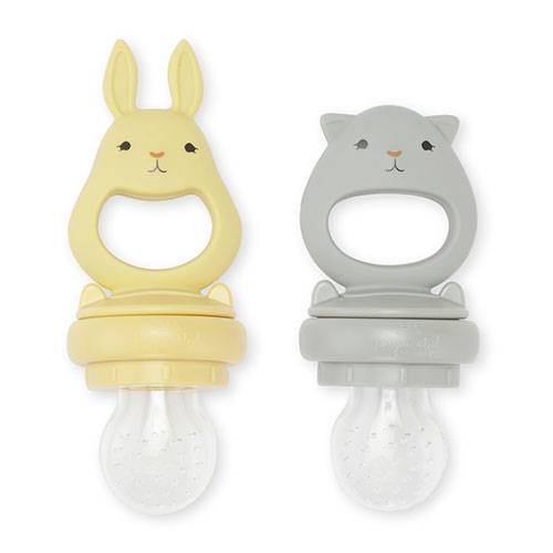 Grignoteurs en silicone Bunny Konges Slojd - Gris et jaune clair