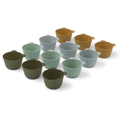 12 moules à muffins en silicone Jerry Liewood - Vert multi mix
