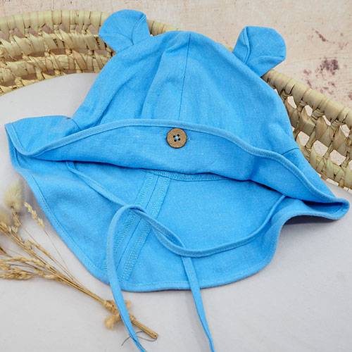 Chapeau de soleil ajustable ourson Manymonths - Della Robbia Blue