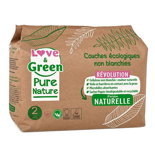 Couches jetables Pure Nature Love & Green 2 (3-6kg)
