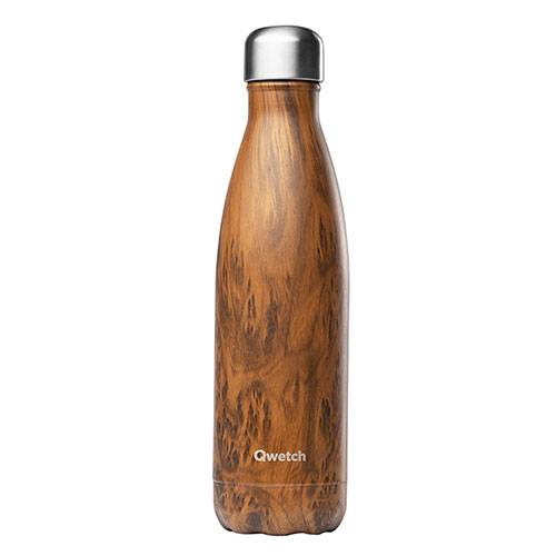 Bouteille inox isotherme Qwetch - Wood Brun