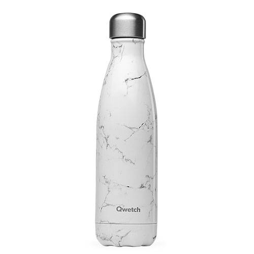Bouteille inox isotherme Qwetch 500ml - Marbre blanc